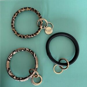 Leopard, Snake, and Black Bangle Key Ring Bracelets